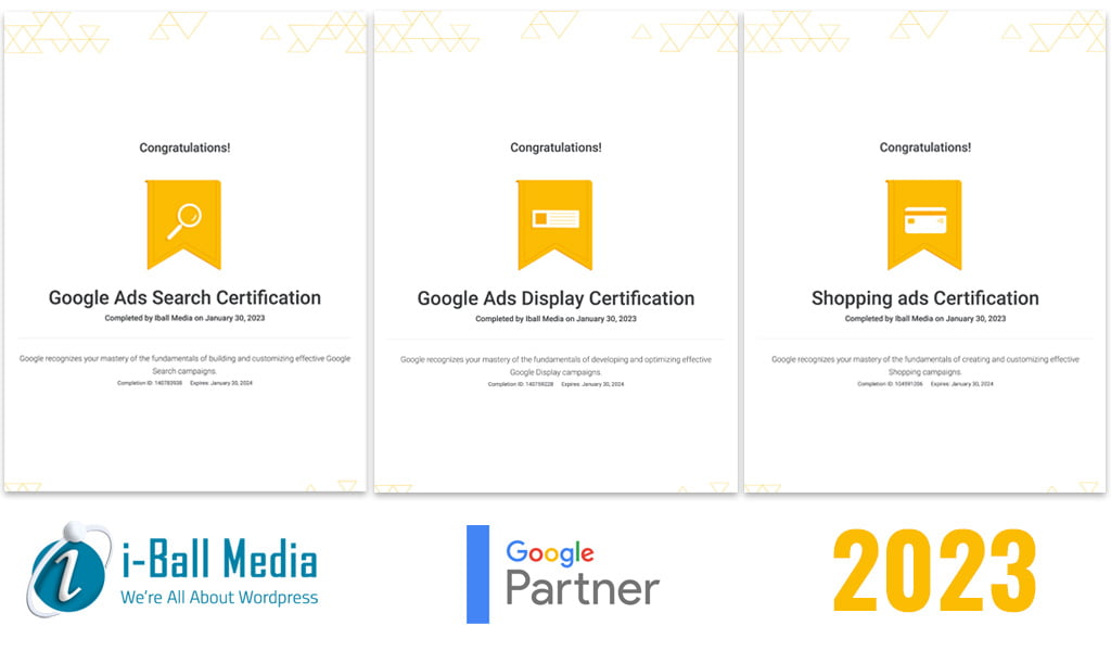 i-Ball Media - Google Adwords Management Certifications