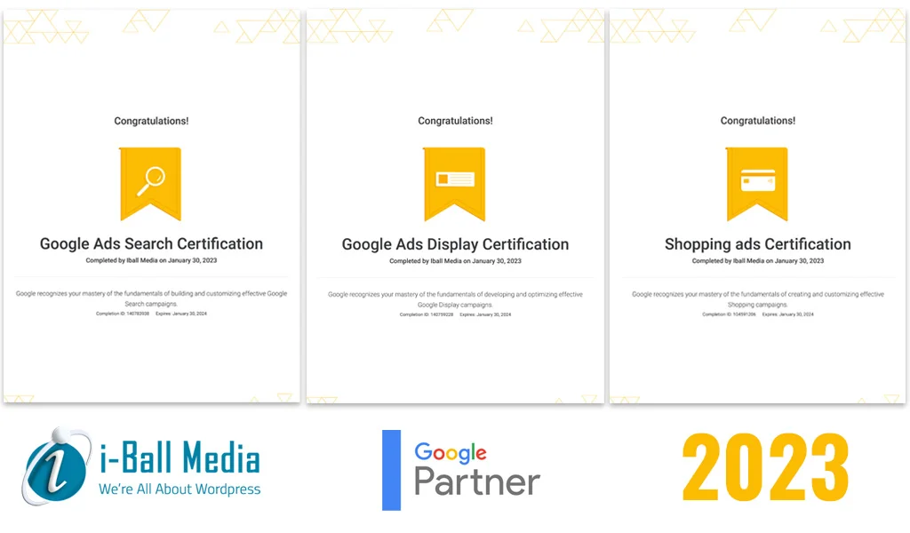 i-Ball Media - Google Adwords Management Certifications
